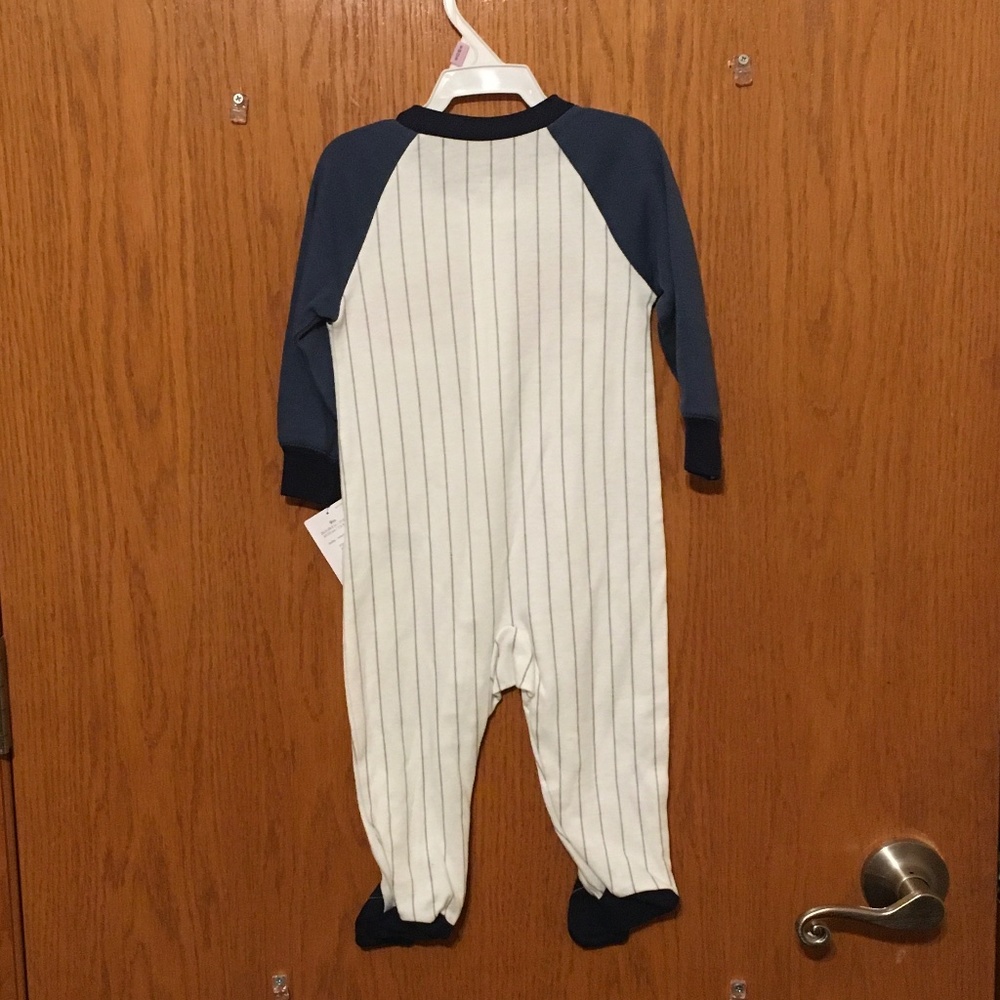 NWT Carter's "Mommy's All-Star" Baseball Pinstripe Footed Sleeper 9M - Picture 2 of 4